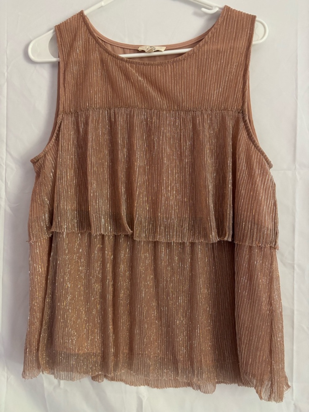 entro Metallic Rose Gold Layered Sleeveless Tank Top